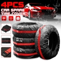 Universal 4pcs 13 20inch Car Spare Tire Cover Case Polyester Tires Storage Dustproof Waterproof Bag Carrier Tyre Wheel Protector