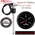 52mm R ohm Water Level Gauge 200 250 300 350 450mm Water Level Sensors 0 190ohm for Car Boat Yacht 8 Colors Backlight|Water Temp