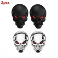 2pcs Skull Pirate Skeleton Buccaneer Head Skull 3D Metal Car Body Sticker Auto Rear Emblem Badge Decal Chrome