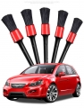 Wheel Brush Car Cleaning Kit Long Soft Bristle Tire Brush and 5 Different Sizes Boar Hair & Synthetic Fiber Detail Brushes|