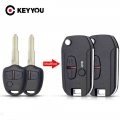 KEYYOU 2 Buttons Remote Car Key Shell Case For Mitsubishi Pajero Sport Outlander Grandis ASX MIT11/MIT8 Blade|Car