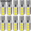 10x T10 W5w Car Led Bulb Turn Signal Light Auto Interior Dome Reading Light License Plate Wedge Side Super Bright White 12v 6smd