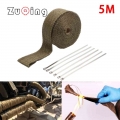5cm*5M Motorcycle Exhaust Heat Wrap Thermal Tape Fiberglass Heat Wrap Manifold Insulation Roll Resistant with Stainless Ties|Exh
