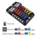 12V 32V Plastic Cover Fuse Box Holder M5 Stud LED Indicator Light 12 Ways 6 Ways Distribution Board for Auto Car Boat Marine|Fus