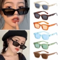 Trendy Rectangle Sunglasses for Women Retro Driving Glasses 90s Vintage Fashion Narrow Square Frame UV400 Protection Eyeglasses|