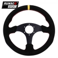 13inch 330mm Racing Flat Steering Wheel Auto Universal Suede Leather Simulated Racing Game Steering Wheel - Steering Wheels &