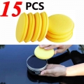 15pcs Car Foam Sponge Wax Applicator Round Car Polishing And Waxing Sponge Car Detailing Cleaning Tools Cleaning Supplies - Spon