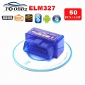 50pcs/Lot Wholesale MINI ELM327 Bluetooth Works Multi Cars AUTO OBDII Diagnostic Interface ELM 327 V2.1 For Android Torque|elm32