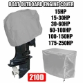 210D Oxford Waterproof Full Outboard Motor Engine Boat Cover For Up to 15 250HP Black/Silver|Boat Cover| - Ebikpro.com