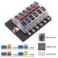 12/10/8/6 Ways Car Blade Holder Fuse Box Modified Terminal Block Fuse With Led Warning Light For Car Boat Marine Trike 12v 24v -