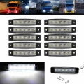 10pcs 12V Car External Lights White 6 SMD LED Auto Truck Lorry Side Marker Indicator Trailer Light Tail Rear Side Lamps|Truck Li