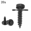 20pcs/set Self Tapping Tapper Screw And Washer 4.8 X 19 Mm Black 8mm Hex Head Self Tapping Tapper Screws For Bmw Repair Screws -