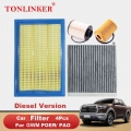 Tonlinker Car Cabin Air Filter Oil Filter Fuel Filter For Gwm Pore Ute 2020 2021 2022 Cannon Pao 2.0at 2.0mt 4pcs Car Accesories