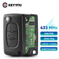 Keyyou 3 Button Remote Key Ce0523/ce0536 For Peugeot 207 208 307 308 407 408 433mhz Id46 - Pcf7941 Circuit Hu83/va2 Flip Car Key