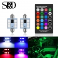 C5w Led Rgb Festoon 31mm 36mm 39mm 42mm Car Interior Lights With Remote Control Multicolor Dome Light Reading Lamp Auto 12v - Si