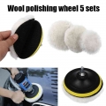 Car Polishing Pad 3/4inch Wool Polishing Wheel Sponge Polishing Disc Kit for Car Polisher Drill Adapter Car Detailing 5pcs/set |