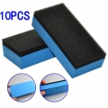 10pcs Car Ceramic Coating Sponge Glass Nano 7.5*5*1.5cm For Car Waxing Car Polishing Pads Sponges Blue + Black Car Accessories|S