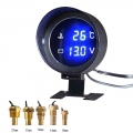 1pc Round Led Digital Water Temperature Voltmeter 2 In 1 Gauge With Sensor Head 10mm 12mm 14mm 16mm 17mm 21mm - Volt Meters - Of