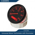 New 3 8K RPM Tacho Tachometer Gauge REV Counter With Hour Meter 85mm Gasoline Diesel 12V 24V Red Backlight|Tachometers| - Offi