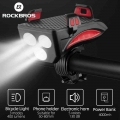 ROCKBROS USB Rechargeable Bike Light 4 In 1 Multifunctional 130dB Phone Holder Power Bank Waterproof Headlight Bike Accessories|