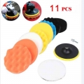 11Pcs/Set 3inch Car Polishing Disc Polishing Buffing Pad Sponge Kit Self Adhesive Buffing Waxing Sponge Wool Wheel Polishing Pad