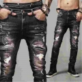 Motorcycle Accessories Motocross Pants Motorcycle Man's Jeans Street Outfit Ripped Denim Heavy Metal Style Jeans - Pants - O