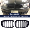 Car Glossy Black Grill Front Kidney Grille For Bmw E81 E87 E82 E88 128i 130i 135i Selected 07-11 Dual Slats Double Line Grills -