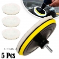 5Pcs Universal Car Polish Pad 4/5/6/7 inch Soft Wool Machine Waxing Polisher Car Body Polishing Discs Detailing Cleaning Goods|