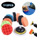 3&#39; 7/12PCS Polishing Drill Pad Kit Car Sponge Foam Buffing Polishing Machine Pad Set for Car Boat Polishing Waxing Seali