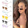 Women Men Rectangle Rimless Sunglasses Square Vintage Glasses Luxury Design Retro Small Frame Gradient Glasses UV400 Eyewear|Mot