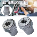 Wooeight 2Pcs Positive & Negative Battery Top Post Terminal Zinc Alloy Silver Car Adapter Converter Connector For 6V 12V|Car