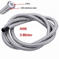 3Meter AN3 AN4 AN6 AN8 AN10 Fuel Oil Line Hose Stainless Steel Braided PTFE tube Brake Car Racing Oil Cooler Pipe Silver|Fuel Su