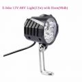 Ebike E Bike 12V 24V 36V 48V 60V 72V Electric Bicycle Light with Horn Waterproof Headlight Horn Set Front Headlight