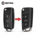 Keyyou Modified Flip Remote Key Shell For Volkswagen Vw Polo Passat B5 Golf Mk5 Beetle 3 Buttons Replacement Car Key Cover - Car