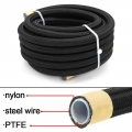 Universal 1M Braided AN6 AN8 AN10 PTFE E85 Fuel Hose Oil Gas Cooler Hose Line Pipe Tube Outside 304 Stainless Steel Braided Insi