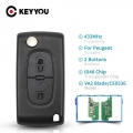 Keyyou 2 Buttons Auto Car Remote Key Fob Id46 Chip For Peugeot 207 307 308 407 807 433mhz Va2 Blade Ce0536 - Car Key - Officemat