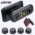 Solar Tpms Tire Pressure Monitoring System Temperature Warning Fuel Save Car Tyre Pressure Monitor With 4 External Sensors - Tir