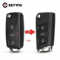 Keyyou Modified 3 Buttons Remote Flip Folding Car Key Shell Case For Vw Golf 4 5 Passat B5 B6 Polo Touran Jetta Seat Skoda - Car