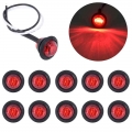 10pcs Car Marker Lights Mini Red Led Button Side Waterproof Super Bright Round Marker Lights 12v/24v Universal Fully Waterproof