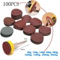 100pcs 25mm/1inch Sandpaper + 1pc 1inch Hook Loop Backer Plate 1/8inch Shank + 1pcs Loop Sanding Pad Abrasives Mixed Polishing|P