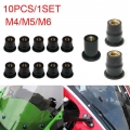 10pcs Motorcycle For M4/m5/m6 Rubber Well Nuts Blind Fatener Windscreen Windshiel Fairing Cowl Riding Accessories Fastener Goods