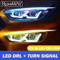 Braveway Led Drl White/blue Day Light + Turn Signal Yellow Flexible Soft Tube Guide For Car Strip Waterproof T10 Led W5w P21w -