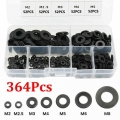 364pcs/Set Bonded Washer Kit Gasket plastic Corrosion Resistant Flat Washer Seal Ring Set For Metric M2 M8 Car Accessories|Full