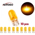 10Pcs T10 W5W Parking Lights Yellow T10 Halogen Light Bulb For Cars 194 501 Side Wedge Car Interior Light Source Instrument Lamp