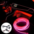 5m Car Interior Lighting Neon Light Garland Wire El Wire Rope Tube Ambient Led Strip Decoration Flexible Tube 8 Colors Auto Led