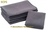 5PCS Microfiber Cars Glass Cloth Waffle Weave Auto Window washing Wipe Car Detailing Waffle Weave For Kitchen 30x40cm|Sponges, C