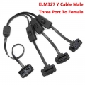 Extension cable Full 16 pin Splitter 1 to 3 with switch obd obd2 Y Cable Male Three Port Female wifi Scanner ELM 327 V1.5|Car Di