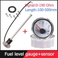 Hd 52mm Fuel Level Gauge + Fuel Level Sensor 100mm 125mm 150mm 225mm 0-190 Ohm Sensors Fuel Sender Unit For Car Boat 12v/24v - F