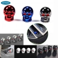 4pcs Universal Car Skull Style Antirust Copper Core Wheel Tyre Tires Valve Stem Caps For All Kinds Of Vehicles Motorcycle Bike -