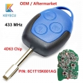 Keyecu Oem Genuine/aftermarket Remote Car Key Black 3 Button 433mhz 4d63 For Ford Transit Wm Vm 2006-2014 P/n: 6c1t15k601ag Fo21